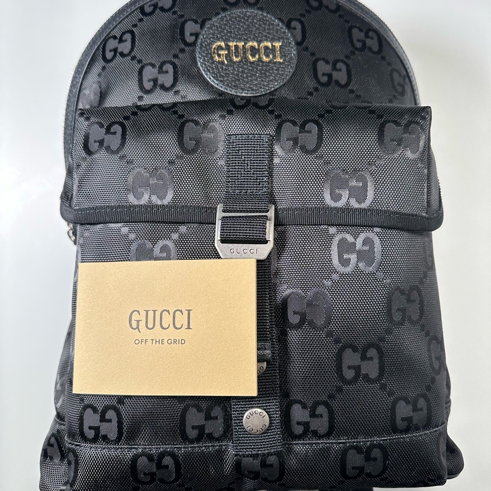 GUCCI GG Off The Grid Black Backpack with Monogram Pattern